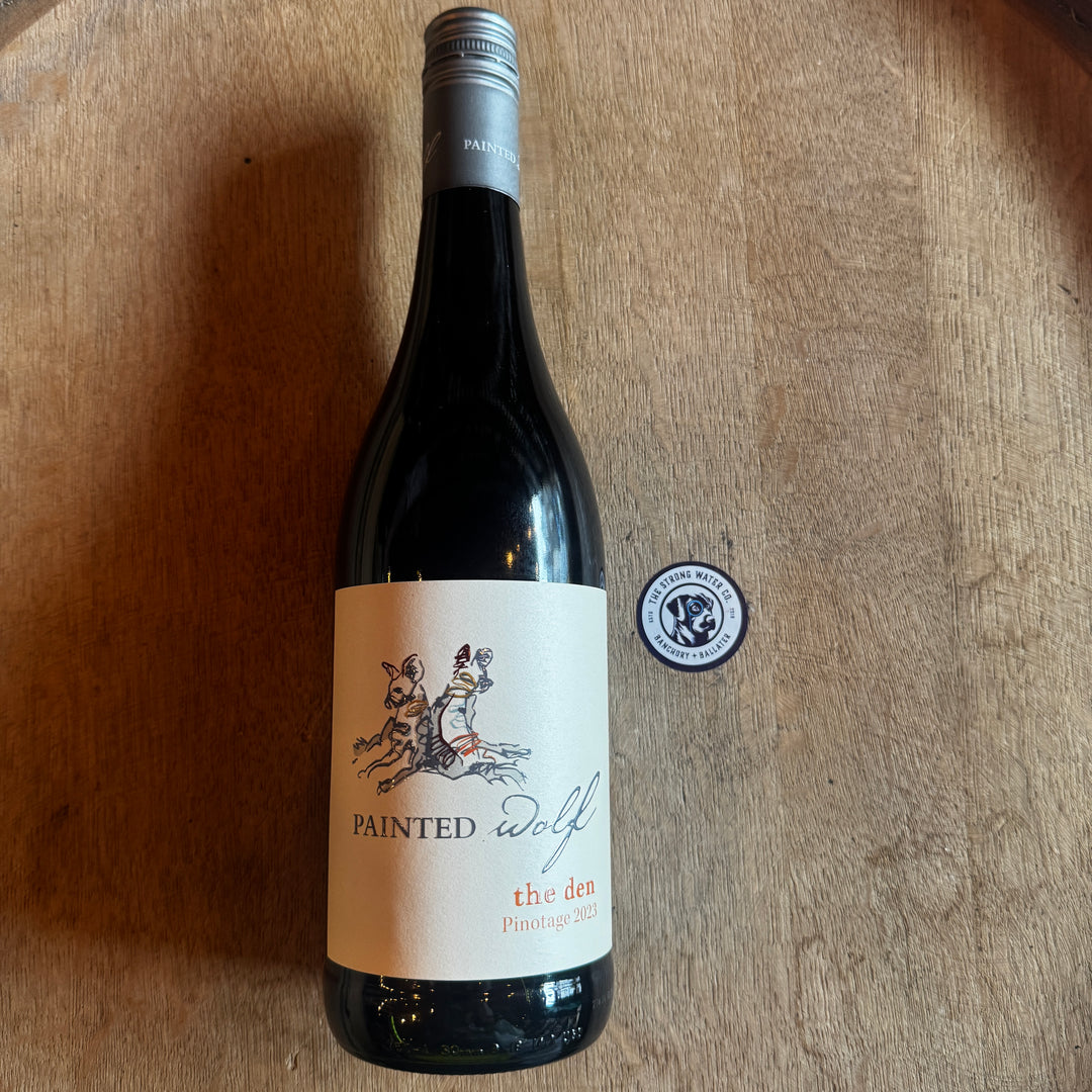 Painted Wolf The Den Pinotage South African red wine bottle