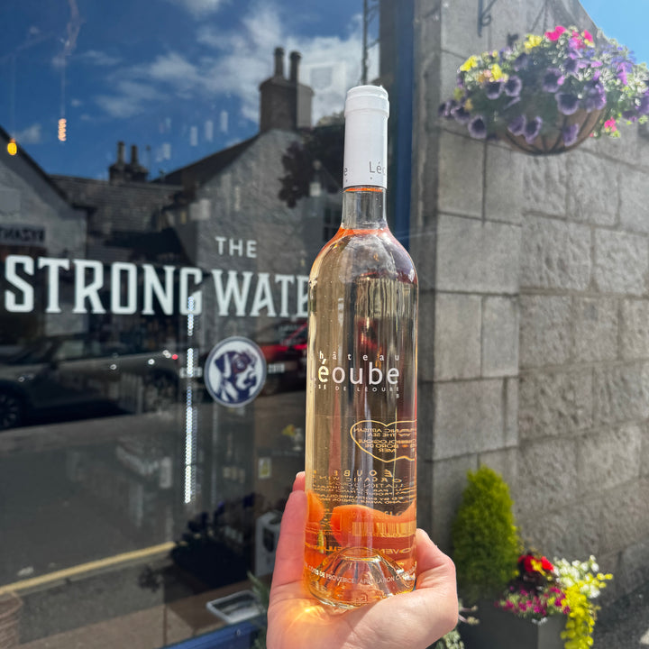 Château Léoube Côtes de Provence Rosé bottle and label Ballater - summer wine - banchory - royal deeside - balmoral 