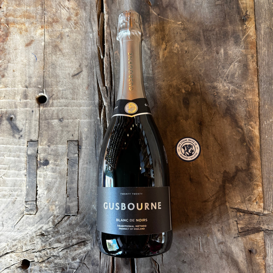 Gusbourne Blanc de Noirs Vintage sparkling wine bottle and label