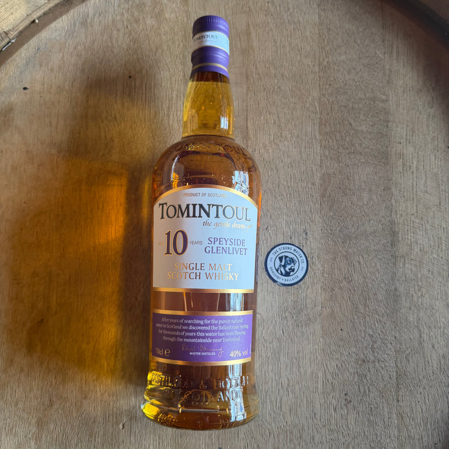 Tomintoul 10 Year Old Single Malt Scotch Whisky bottle at The Strong Water Co Ballater whisky shop