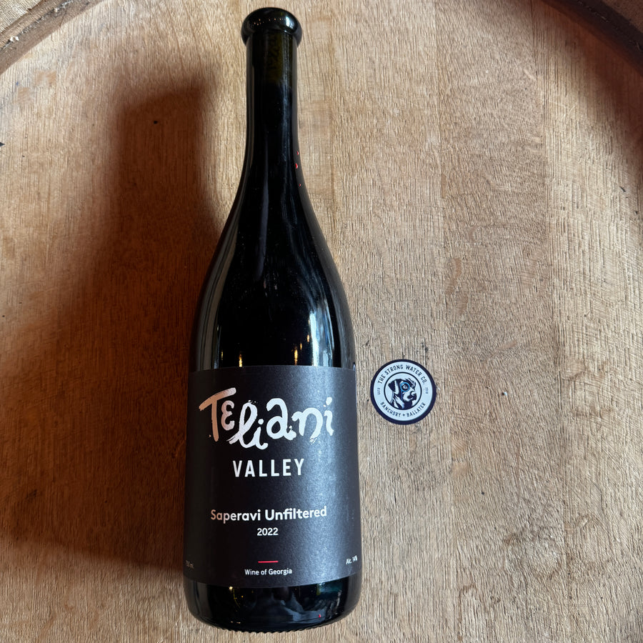 Teliani Valley 97 Unfiltered Saperavi Georgian natural red wine bottle and label