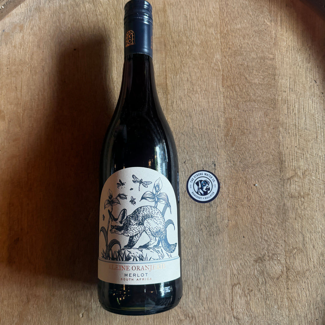 Kleine Oranjerie Flora and Fauna Merlot South African red wine bottle