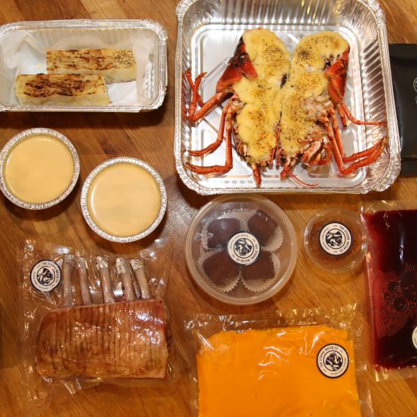 Gruyere Grilled Lobster, Cumin Crusted Rack of Scottish Lamb, Salted Caramel Panna Cotta - Dine @ Home