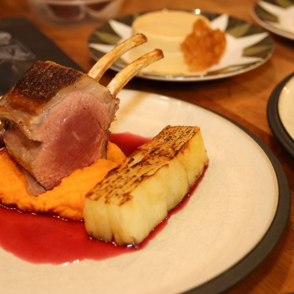 Gruyere Grilled Lobster, Cumin Crusted Rack of Scottish Lamb, Salted Caramel Panna Cotta - Dine @ Home
